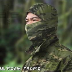 Cagoule Multi Camo Tropic 3 positions Extensible Elastique Chasse Aisoft