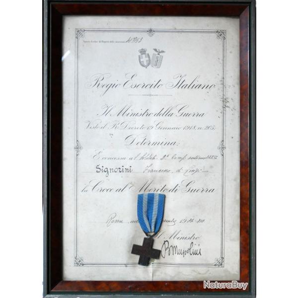 Cadre Croce di Merito di Guerra 1934 militaria ww1 ww2 m�daille croix italien
