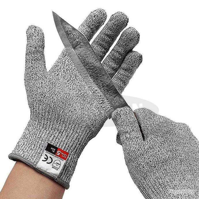 Gants Anti-Coupure Niveau 5 QWORK Acier Inoxydable 316L - Cuisine Jardin Menuiserie Taille L