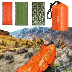 Sac de Couchage d'Urgence BIVY 5 Utilisations + Sifflet et Mousqueton - Survie Camping
