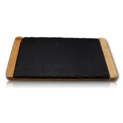 Assiette ardoise et bambou rectangulaire &agrave; personnaliser