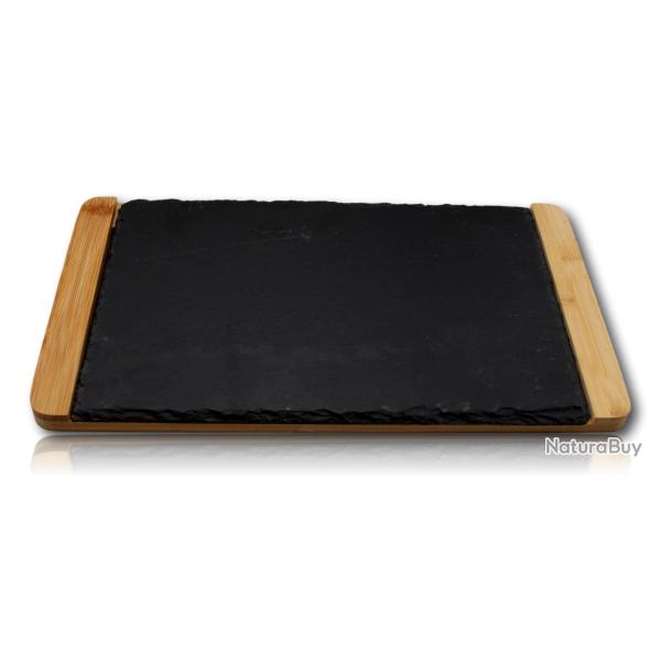 Assiette ardoise et bambou rectangulaire � personnaliser
