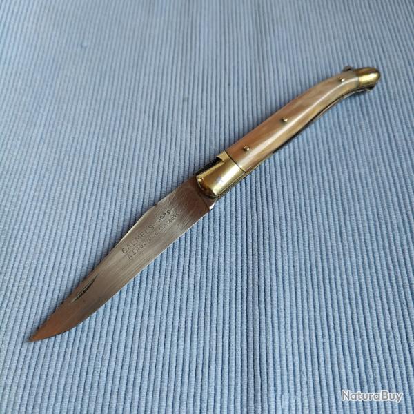 Couteau canif Calmels corne lame poin�on passe lacet ancien