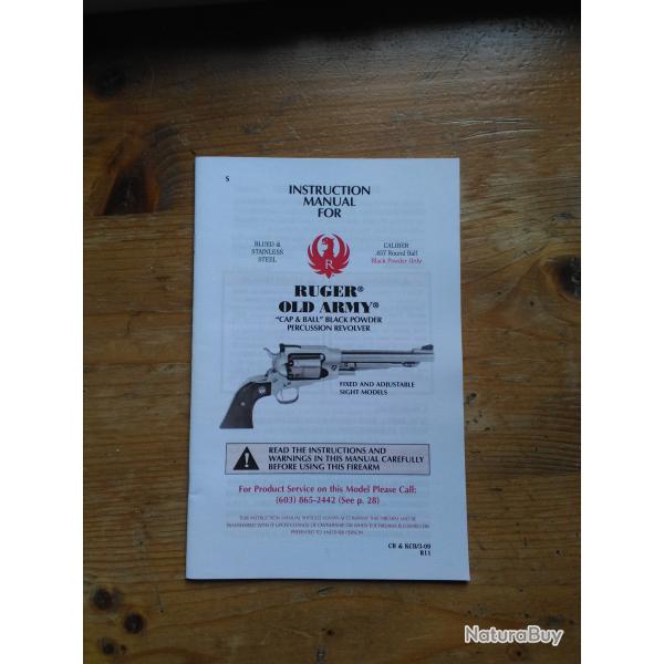 Notice mode d'emploi pour le RUGER OLD ARMY
