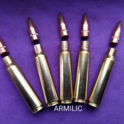Kit 7,35x51 Carcano. 5 &eacute;tuis et 5 balles Hornady 128 grains.