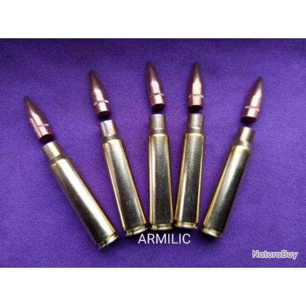 Kit 7,35x51 Carcano. 5 �tuis et 5 balles Hornady 128 grains.