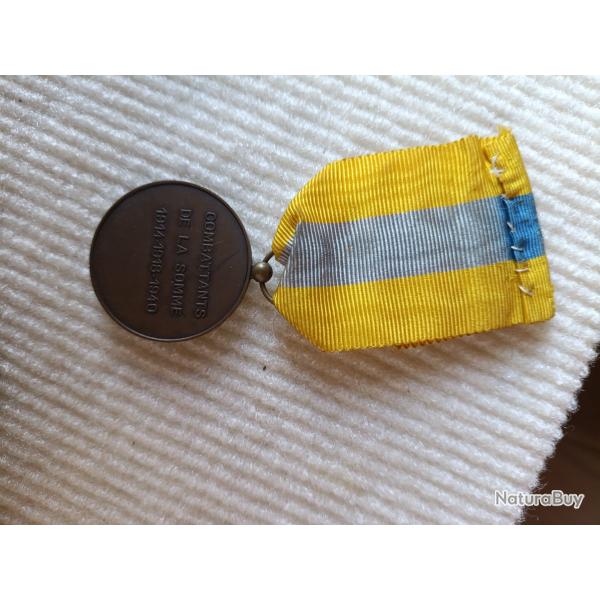 M�daille des combattants de la somme ww1 ww2