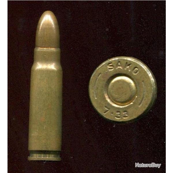 7 x 33 SAKO - peu courant - balle cuivre pointe plomb - marquage : SAKO __ 7�33 __
