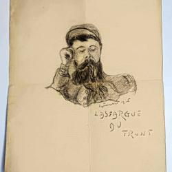 Dessin original - Poilus sur le front (autoportrait) 2 janvier 1916 - Crayon noir, militaria ww1