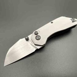 Couteau Ketuo Rhapsody Lame Acier 14C28N Manche G10 Grey Button Lock KETM090