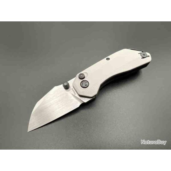 Couteau Ketuo Rhapsody Lame Acier 14C28N Manche G10 Grey Button Lock KETM090