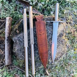&eacute;pieux d'artisan,  de grande chasse d&eacute;montable  manche inox, dague acier carbone