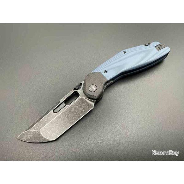 Couteau Ketuo Yakuza Lame Tanto Acier 14C28N Manche G10 Blue & Carbon Fiber Linerlock KETM062