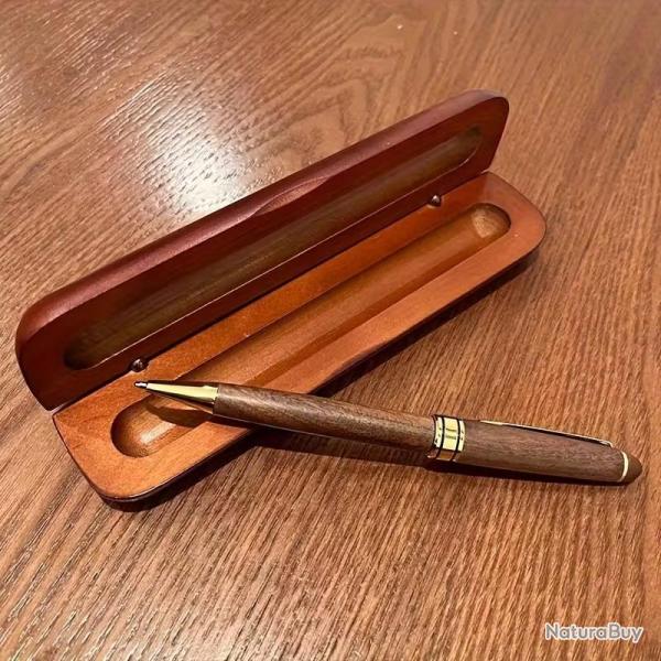 Stylo � bille couleur noyer + Coffret personnalisable