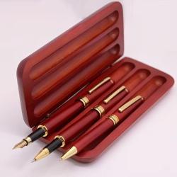 Coffret trio de stylos bois couleur bois de rose &agrave; personnaliser
