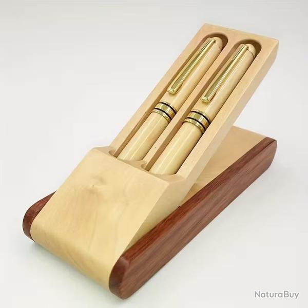 Coffret duo de stylos de bureau en bois personnalisable + Coffret Support � personnaliser