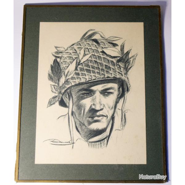 Lithographie par Andr�as Ronsenberg (1906-2002) " L�gionnaire Casqu� " militaria ww2