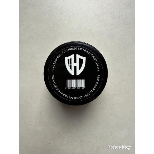 Bullets Real 9mm pour Umarex T4E HDR50 et TR50 - Cal. 50 - 24 pi�ces