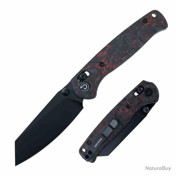 Couteau Defcon Artifact Lame Acier 14C28N Manche Carbon Fiber Red & Black Axis Lock TD024CFRDBK
