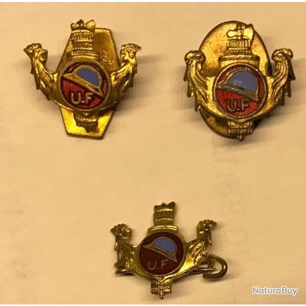 LOT INSIGNES BOUTONNI�RES ANCIENS COMBATTANTS  WW1 Union F�d�rale