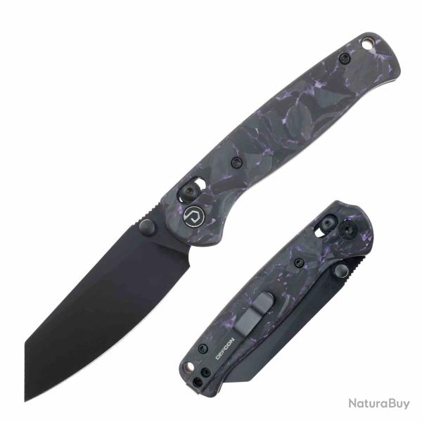 Couteau Defcon Artifact Lame Acier 14C28N Manche Carbon Fiber Black/Purple Axis Lock TD024CFPP