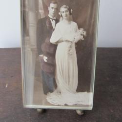 Cadre photo laiton - verre biseaut&eacute; - 1900