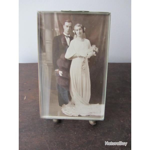 Cadre photo laiton - verre biseaut� - 1900