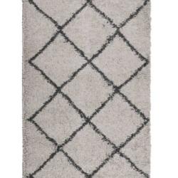 Tapis shaggy polypropyl&egrave;ne beige anthracite 80x150 cm poils longs doux