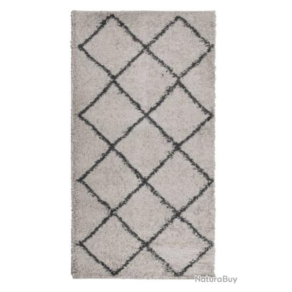 Tapis shaggy polypropyl�ne beige anthracite 80x150 cm poils longs doux