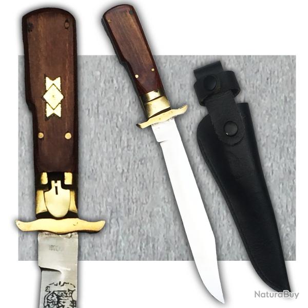 SUPERBE & GRAND COUTEAU / POIGNARD PLIANT L�OPARD POST WW2 XX ORIGINAL