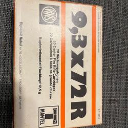 Boite de 20 cartouches 9,3x72R. RWS