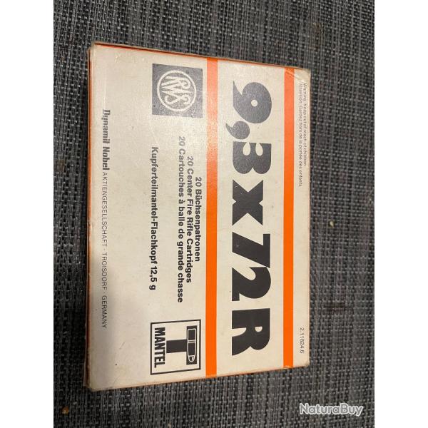 Boite de 20 cartouches 9,3x72R. RWS