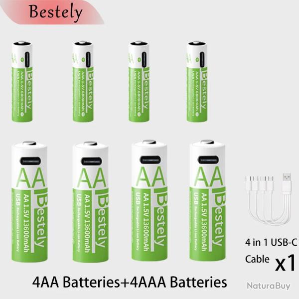 Piles Li-ion Rechargeable USB-C Forte Capacite AA/AAA-4AA+4AAA 20260729082525