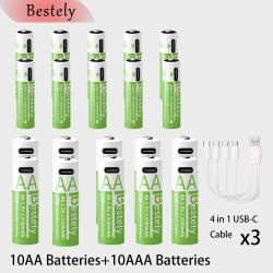 Piles Li-ion Rechargeable USB-C Forte Capacite AA/AAA-10AA+10AAA 20260729082525