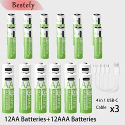 Piles Li-ion Rechargeable USB-C Forte Capacite AA/AAA-12AA+12AAA 20260729082525