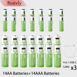 Piles Li-ion Rechargeable USB-C Forte Capacite AA/AAA-14AA+14AAA 20260729082525