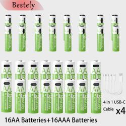 Piles Li-ion Rechargeable USB-C Forte Capacite AA/AAA-16AA+16AAA 20260729082525