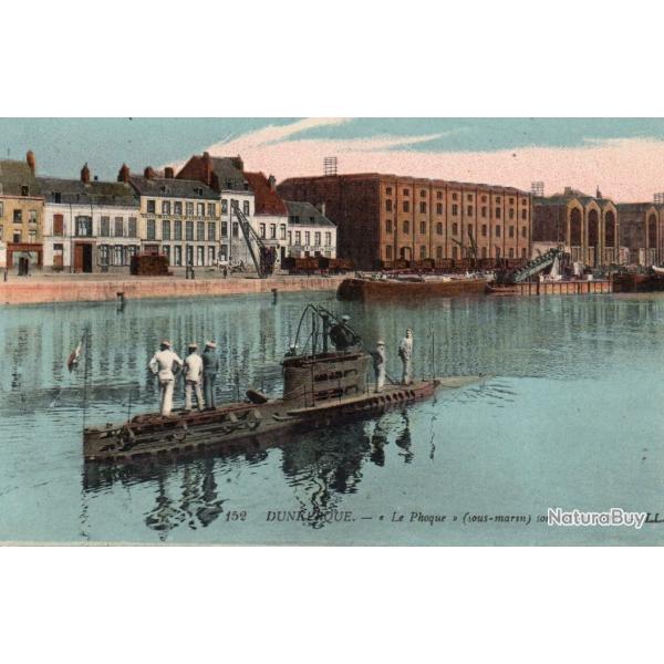 CPA - MARINE DE GUERRE - DUNKERQUE Le Phoque ( sous marin ) sortant de Port  N� 6015