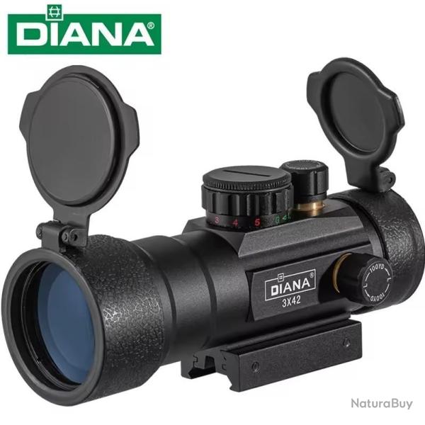 Red dot Diana avec zoom 3X42 point rouge et vert pour rail de 11 et 22 mm