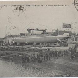 CPA - MARINE DE GUERRE -CHALON SUR SAONE - Chantiers Schneider & Cie -Le Submersible S.C.1 - N&deg; 6027