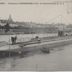 CPA - MARINE DE GUERRE -Chalon Sur Sa&ocirc;ne Ets Schneider Submersible S.C.1 - N&deg; 6030
