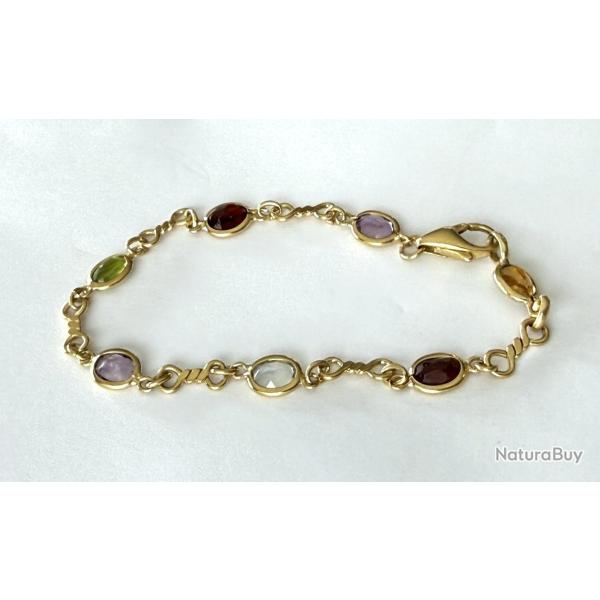 Tr�s joli bracelet estival or 18 carats et pierres - 20 cm