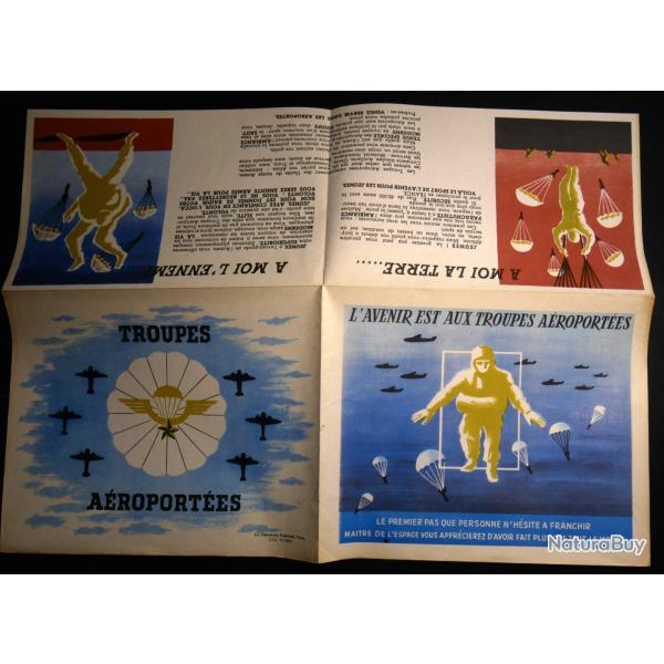 Rare tract d�pliant recrutement Parachutistes ww2 Indochine 40's50's militaria
