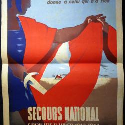 Affiche originale Secours National hiver 1942 43 Occupation Vichy militaria ww2