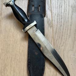 Rare dague Bowie de Carl Friedrich Ern Solingen des ann&eacute;es 1950 fourreau original