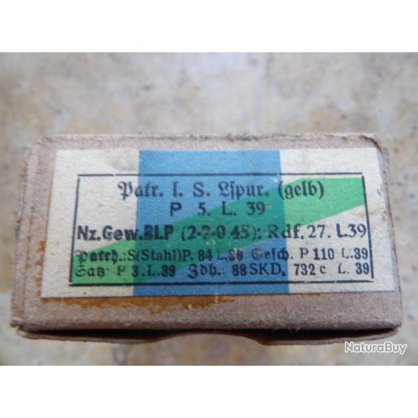 1 boite mauser LSpur vert 1939  98k seconde guerre ww2 stock identique perc�es percut�es neutra