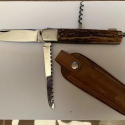 EXCEPTIONNEL en &eacute;tat parfait Couteau DE CHASSE SYSTEME A POMPE RENAULT Probablement MANUFRANCE