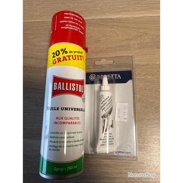 PACK HUILE 240 ML AVEC GRAISSE BLANCHE BERETTA POUR CHOKES 20 GR
