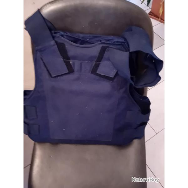 GILET PARE BALLES TETRANIKE BLEU PORT DISRET EN KEVLAR PLUS ANTI TRAUMA INTEGRE TAILLE M
