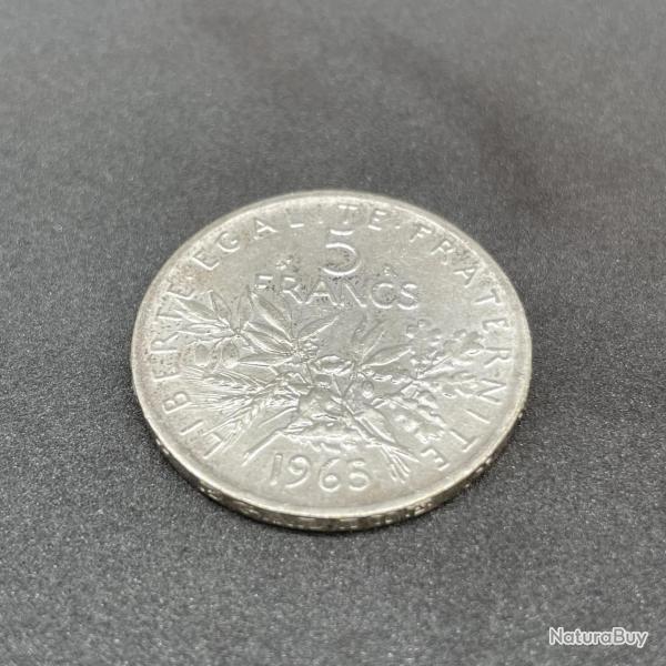 Louis-Oscar Roty piece de 5 FRANCS 1965 ARGENT 5 FRANCS ARGENT 1965 - LA SEMEUSE -  (ARGENT 835�